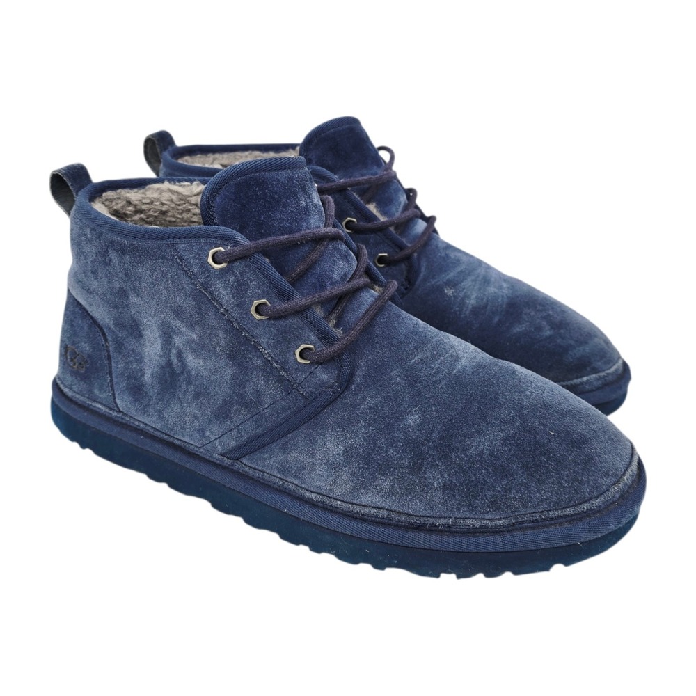 UGG Neumel Boots Men's 12 Navy Blue Chukka Suede Lined Shoes Lace Up 3236